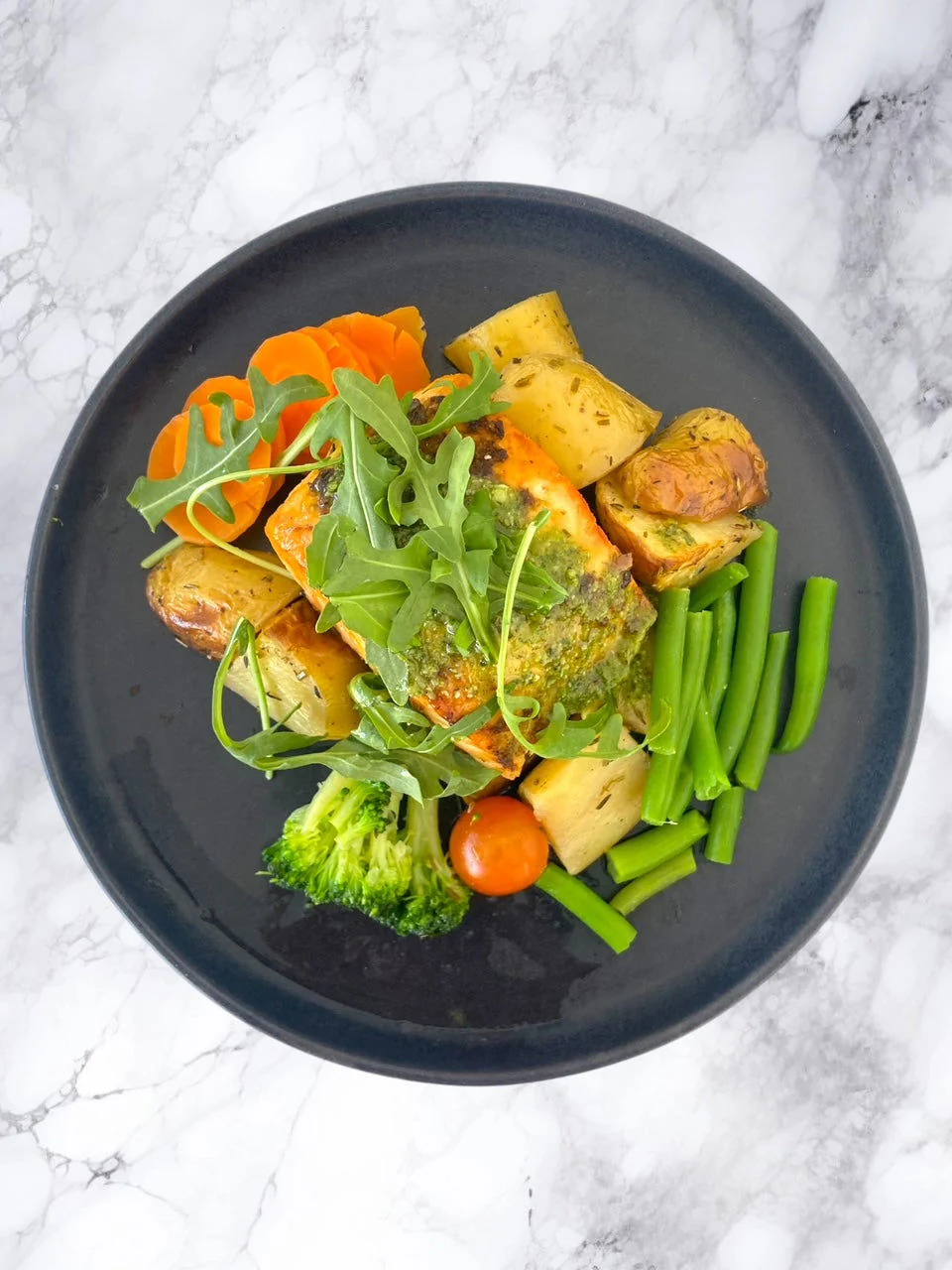 Frozen: Pesto Salmon with Crispy Baby Potato