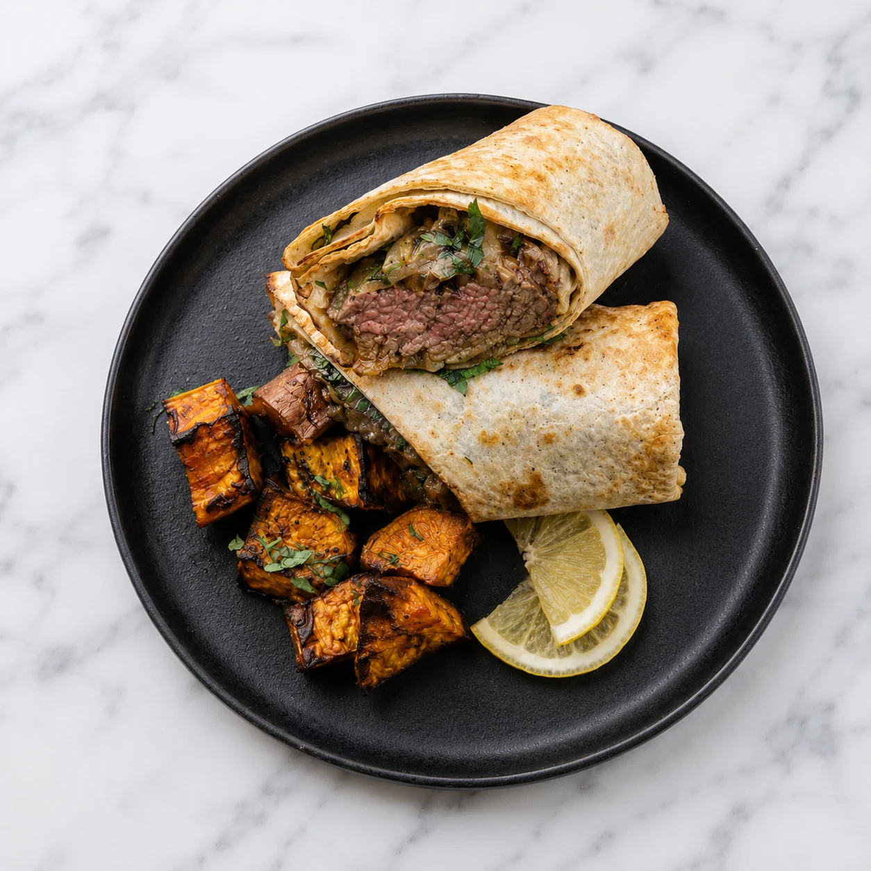 Steak, Caramelised Onion & Cheese Wrap